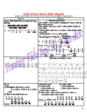 Một số dạng toán tính nhanh lớp 5 - Trường Tiểu học số 2 Ân Đức